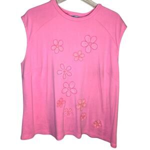 Valerie Stevens Pink Sleeveless Embroidered Top 2X 0244